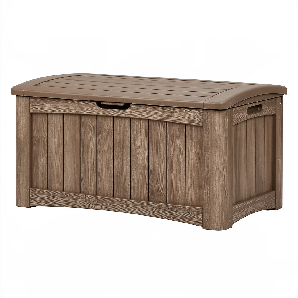 Aufbewahrungsbox 120 x 60 x 60 cm Kunststoff Braun für Garten mit Klappdeckel