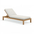 Sonnenliege 200 x 70 x 35 cm Holz Creme - verstellbare Gartenliege mit Polsterauflage