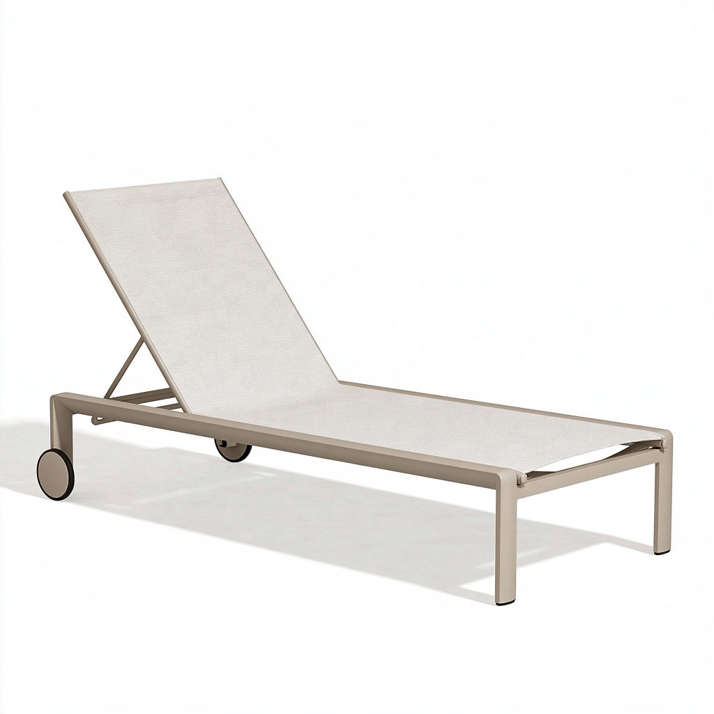 Sonnenliege 200 x 70 x 90 cm Aluminium Beige mit verstellbarer Rückenlehne und Rollen