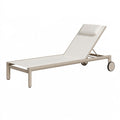 Sonnenliege 200 x 70 x 35 cm aus Metall und Textilgewebe in Beige mit verstellbarer Rückenlehne und Rollen