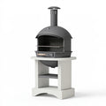 Pizzaofen 80 cm aus Stahl in Anthrazit mit Kamin und Grillrost für den Garten