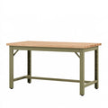 Werkbank 160 x 80 x 90 cm - Holzarbeitsplatte Olivgrün höhenverstellbar
