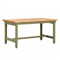 Werkbank 160 x 80 x 85 cm mit Holzplatte olivgrün höhenverstellbar